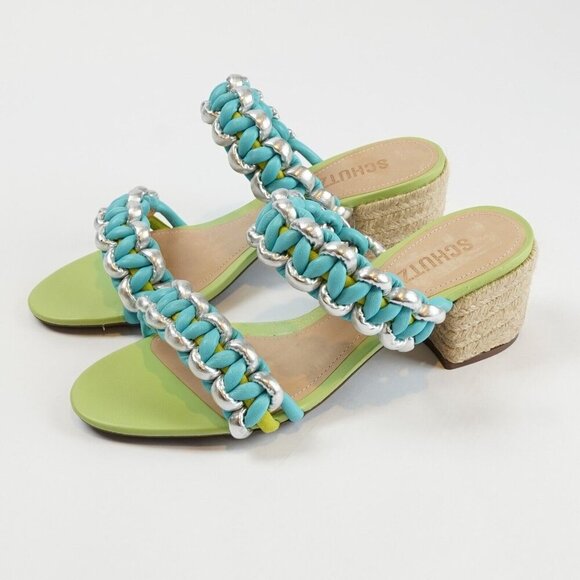 Schutz Colorful Juliet Braided Block Heel Sandals - Size 7.5 - NWOB - Picture 1 of 7